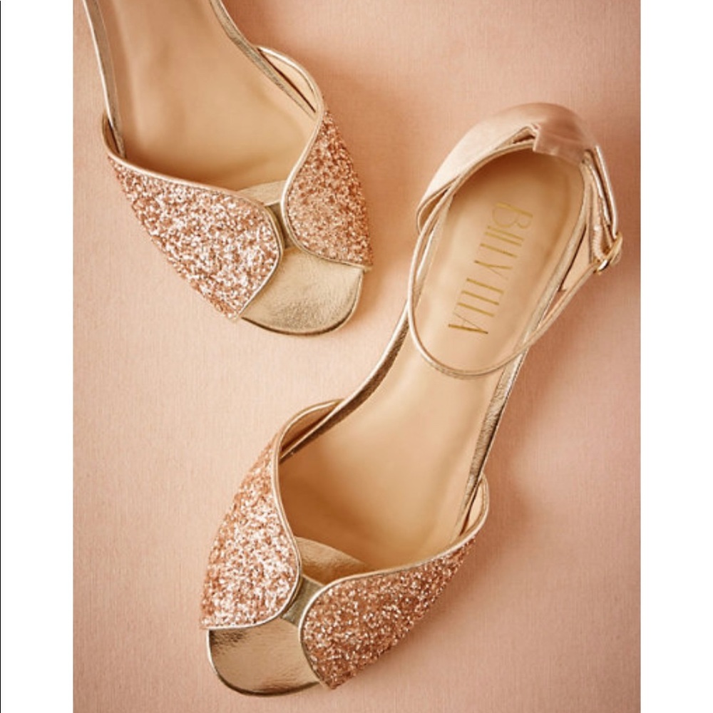 Billy Ella Champagne Gold Glitter JENI Flats BHLDN